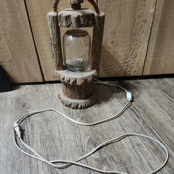 rustic wooden with glass mason jar lantern - Picture 1 of 14